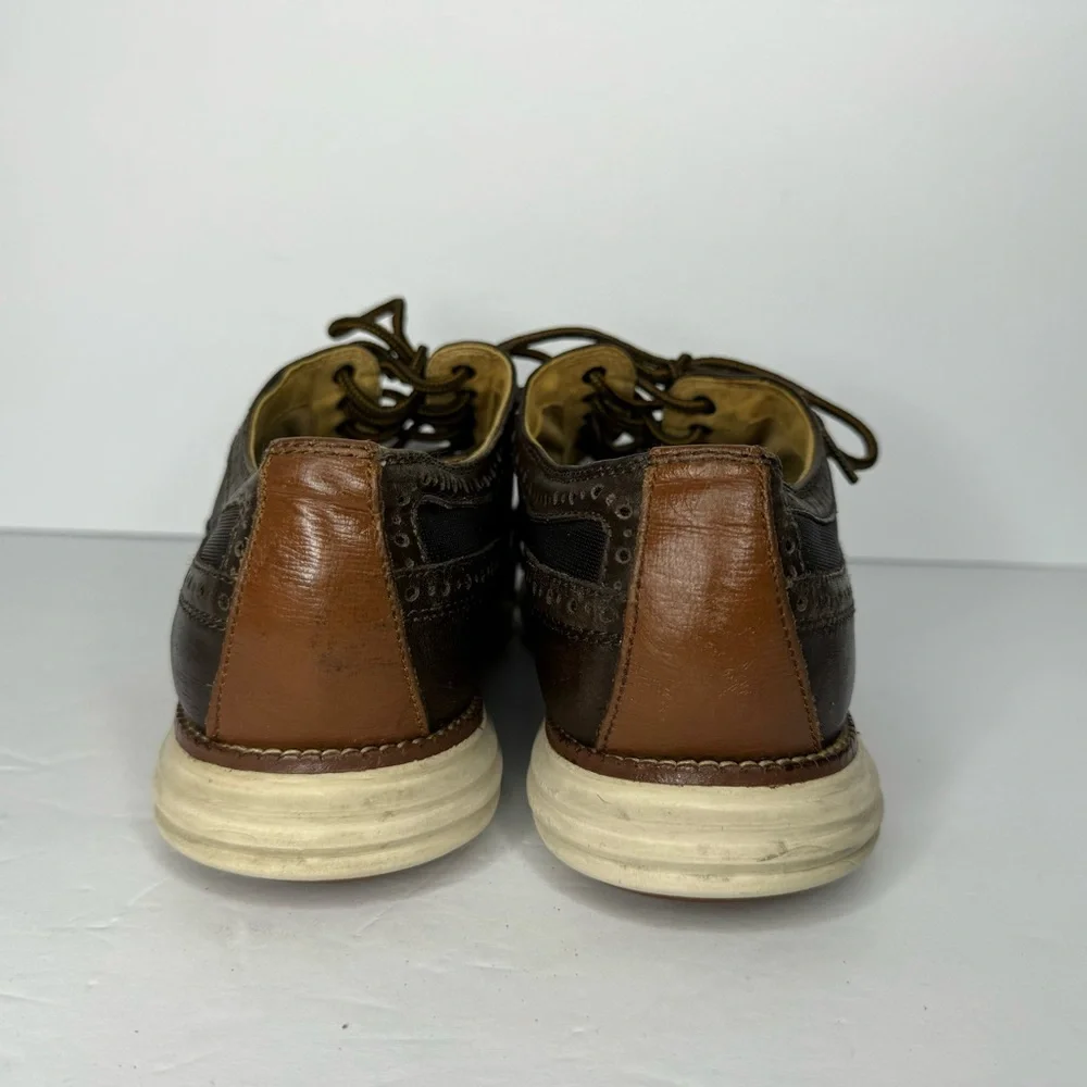 Cole Haan Grand O’s‎ Brown Leather And Fabric Wingtip Oxfords  Men’s Size 10 M - Picture 6 of 13